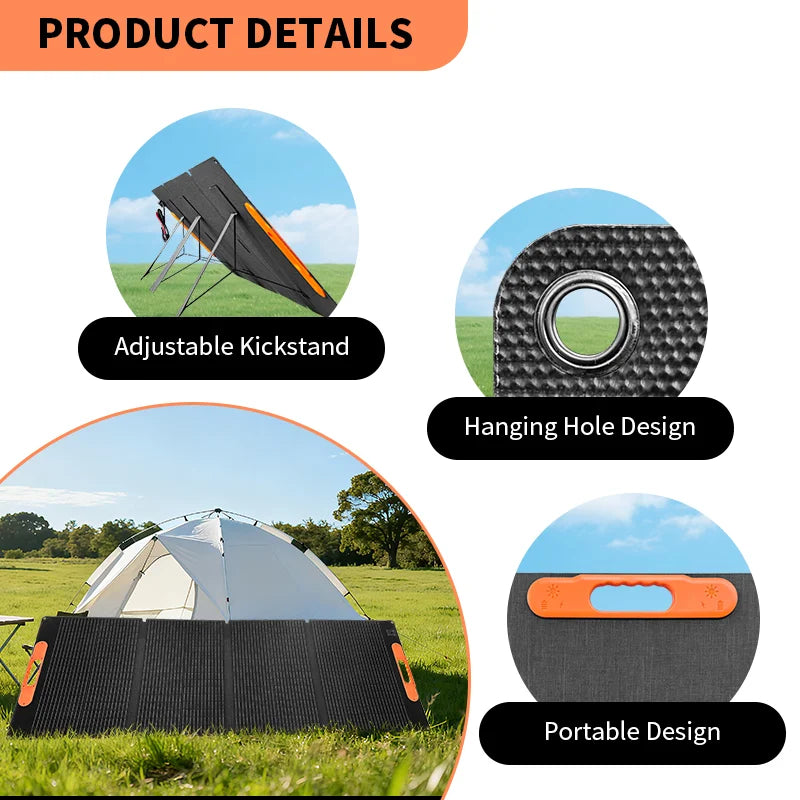 200W Foldable Solar Panel Portable for Outdoor Camping Power Generator Charging