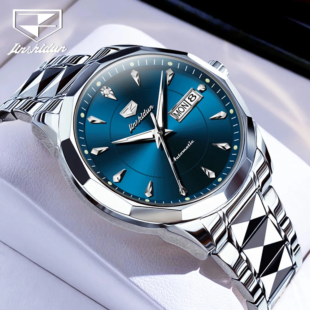 JSDUN Top Romantic Couple Watch Tungsten Steel Strip Imported Movement Imported Movement  Automatic Mechanical Watch for Lovers