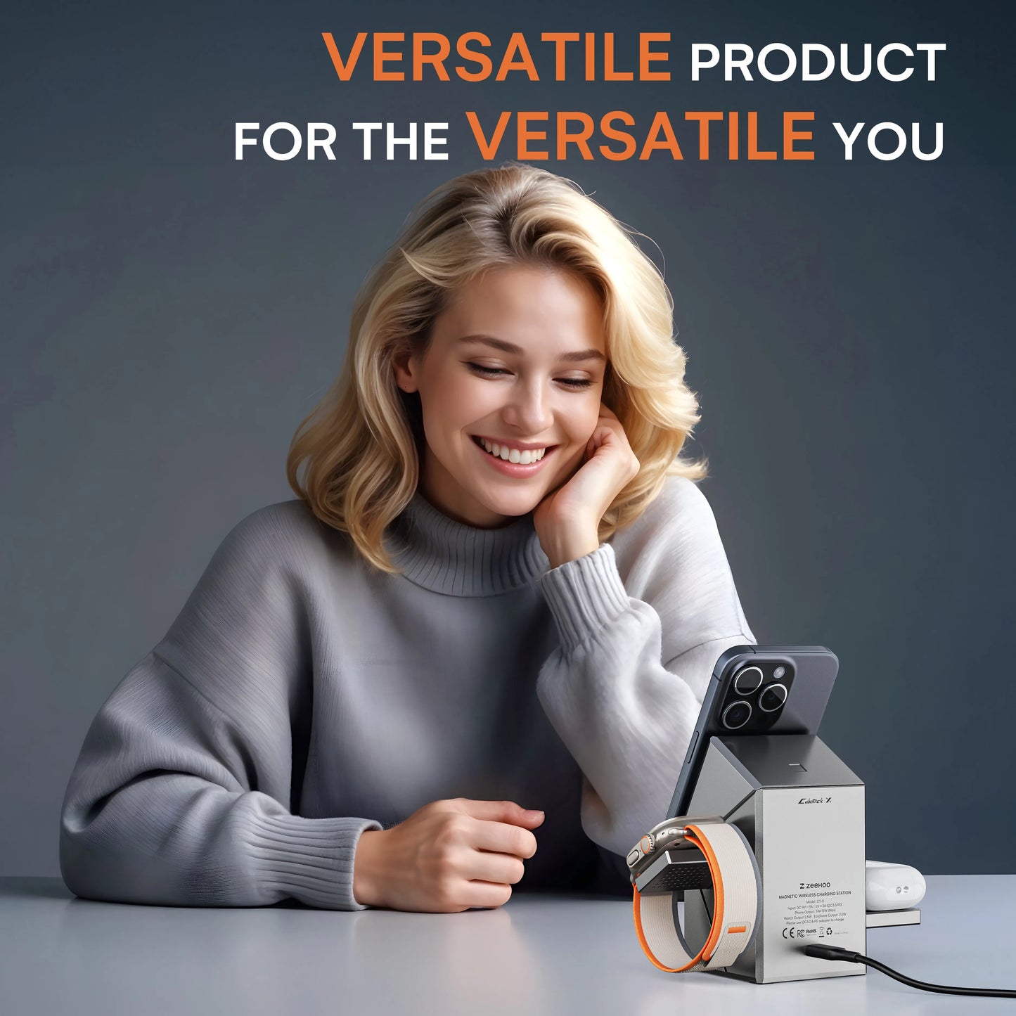 3-in-1 Rotatable Magnetic Wireless Charger Stand for iPhone 16 15 14 13 12 Samsung iWatch AirPods 3/2 Dock Fast Charging Stand