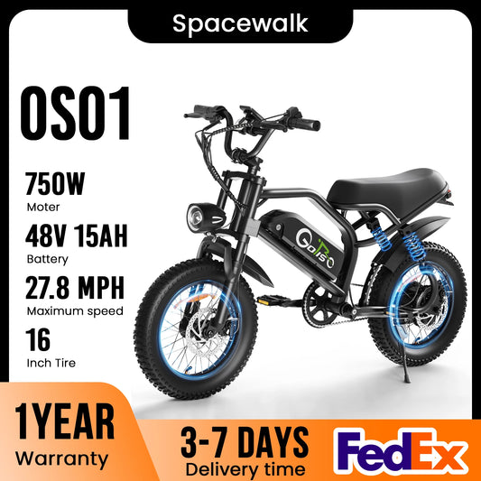 Electric Bike for Adults & Teens – 750W Motor 65Nm Torque, 48V 15Ah Removable Battery, Full Suspension, 3 Riding Modes