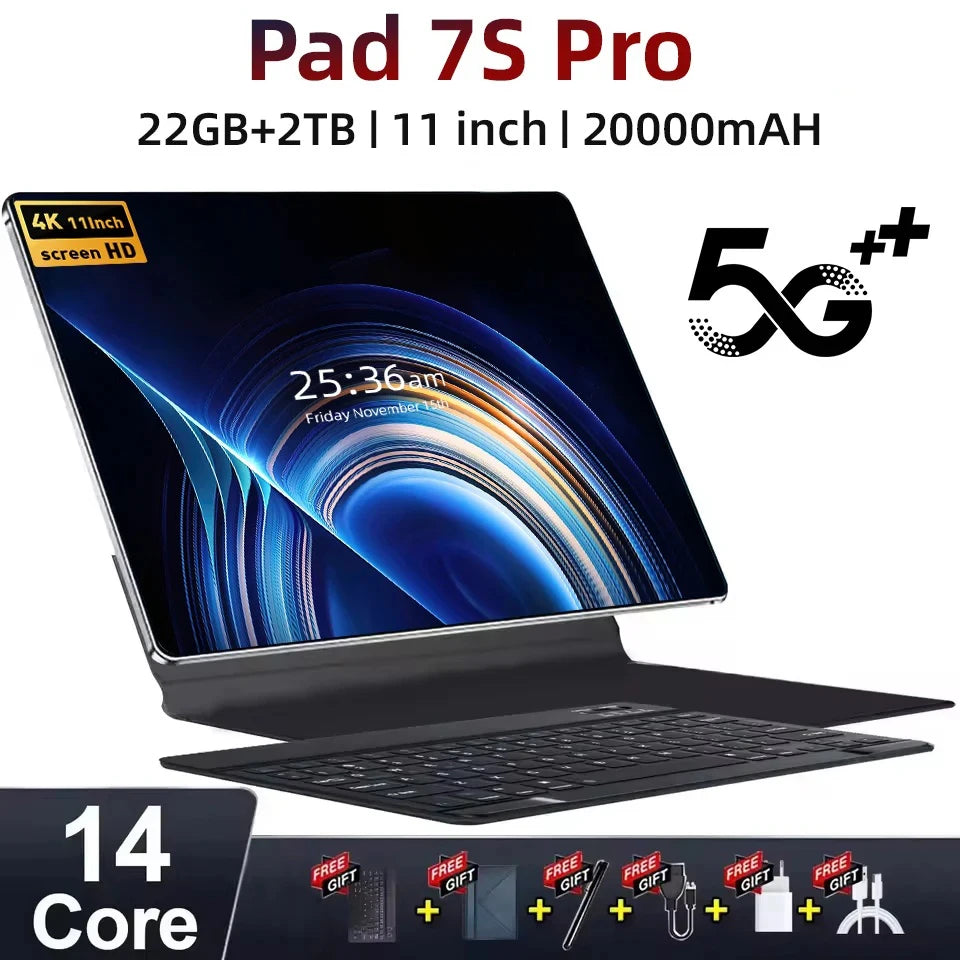 2025 Original Pad 7S Pro Tablet PC 11inch Snapdragon 8 gen3 Tab Android 14 22GB+2TB Tablets 20000mAh 5G Dual SIM WiFi GPS Google