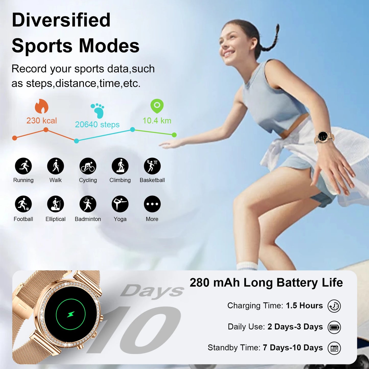 1.29" Touchscreen Smart Watch(Wireless Calls),Fitness Smartwatch for iPhone/Android with Sport Modes, Women Function/Watch Faces