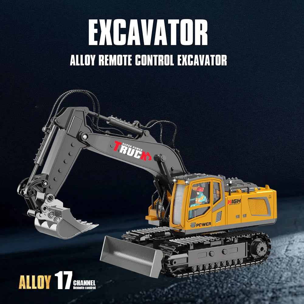 1/18 RC Truck Remote Control Excavator Car RC Excavator Simulation Alloy Electric 17CH Engineer Toy for Kids Boys Birthday Gift