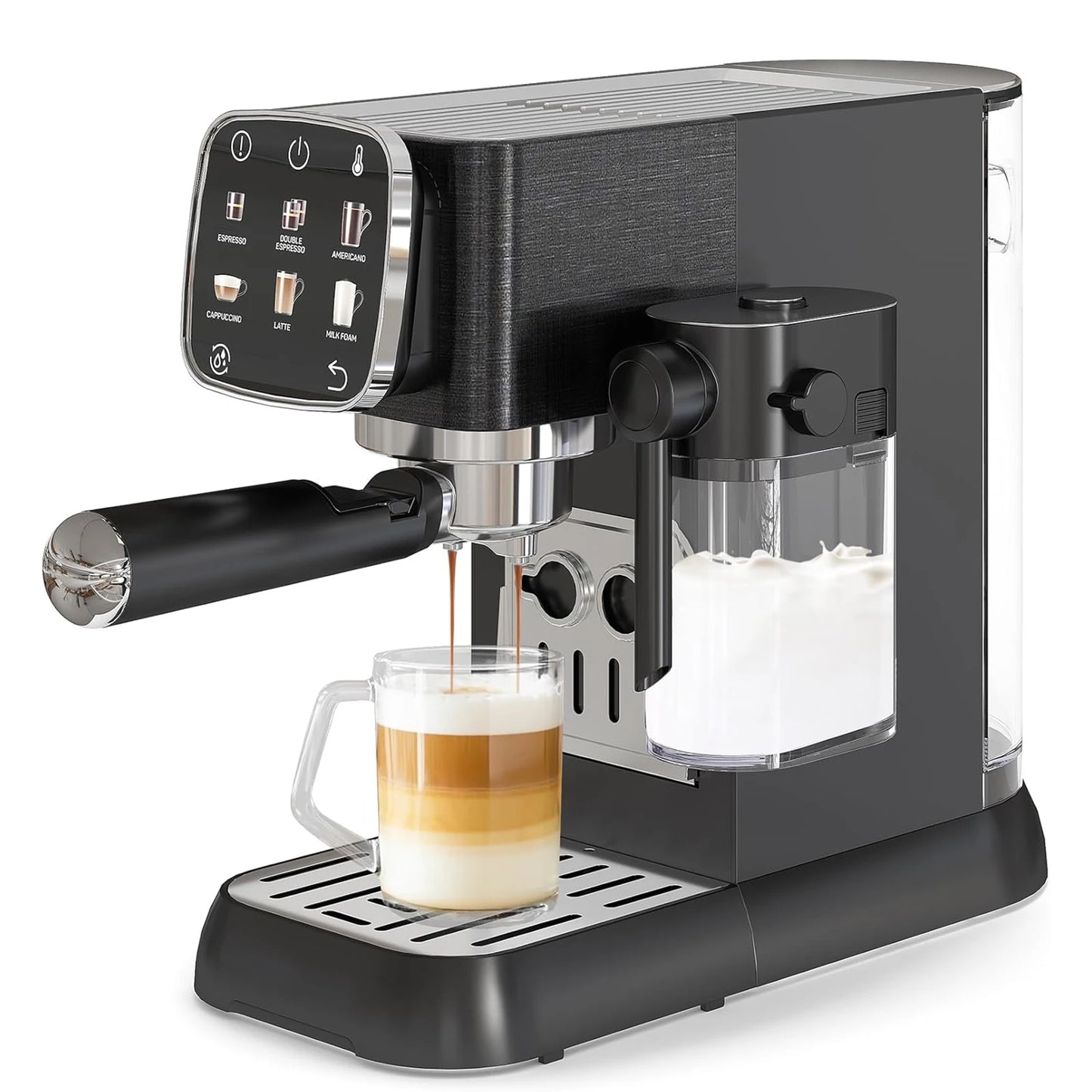 20Bar Fully Automatic Espresso Machine Professional Coffee Maker with Auto Milk Frother, Touchscreen Control&Heating, QuickStart