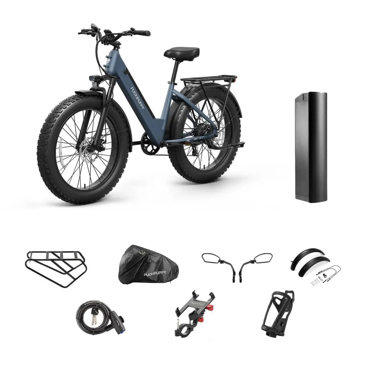 PUCKIPUPPY Samoyed Electric Bike 960W Peak 28MPH Commuter E-Bike All Terrain 26" Fat Tire Electric Bicycle with 2-Year Warranty