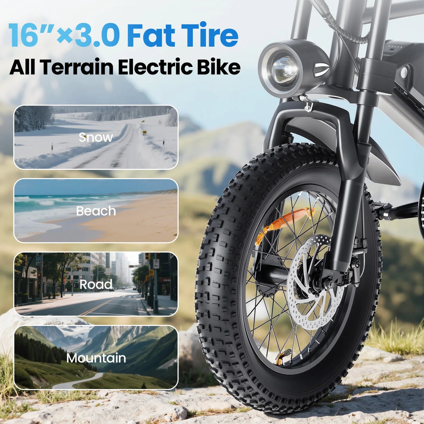 750W Electric Dirt Bike for Adults & Teens – 16" x3.0 Fat Tire Electric Bike, 48V 15Ah Battery, 5 PAS, Electric Bicycle