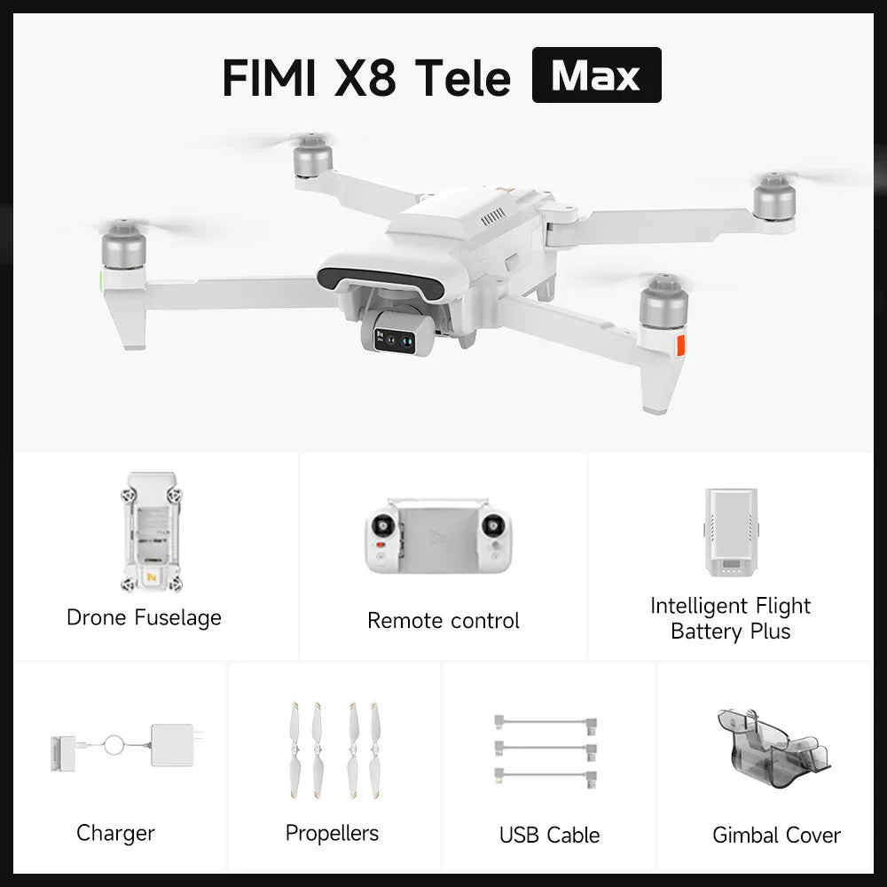 FIMI X8 Tele Max 2025 New Beyond Vision with Wide-Angle And Tele Camera 30x Hybrid Zoom 4K 60Fps 3-Axis Gimbal Super Night