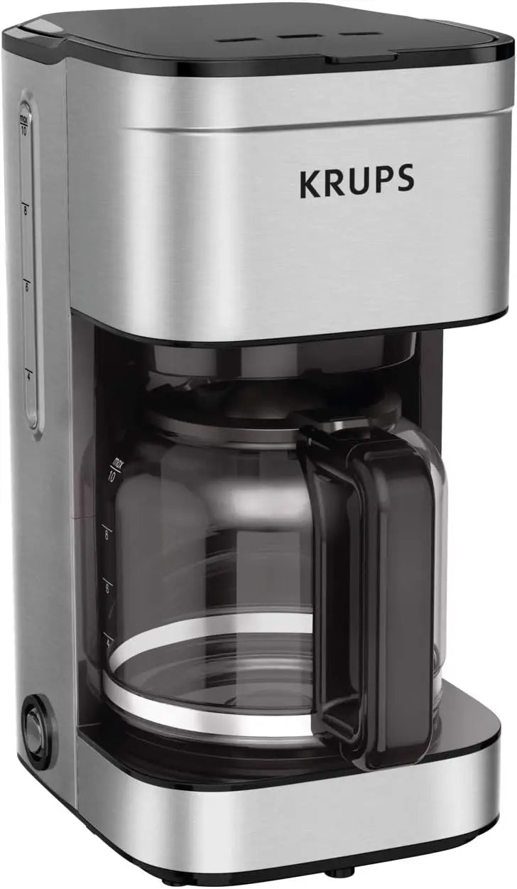 10-Cup Stainless Steel Drip Coffee Maker, 900W, Dishwasher Safe Pot, Black & Silver