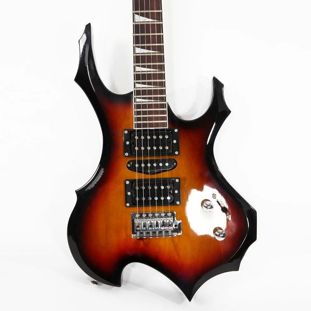 Burning Fire Style Sunset Right-Handed Basswood Electric Guitar Set