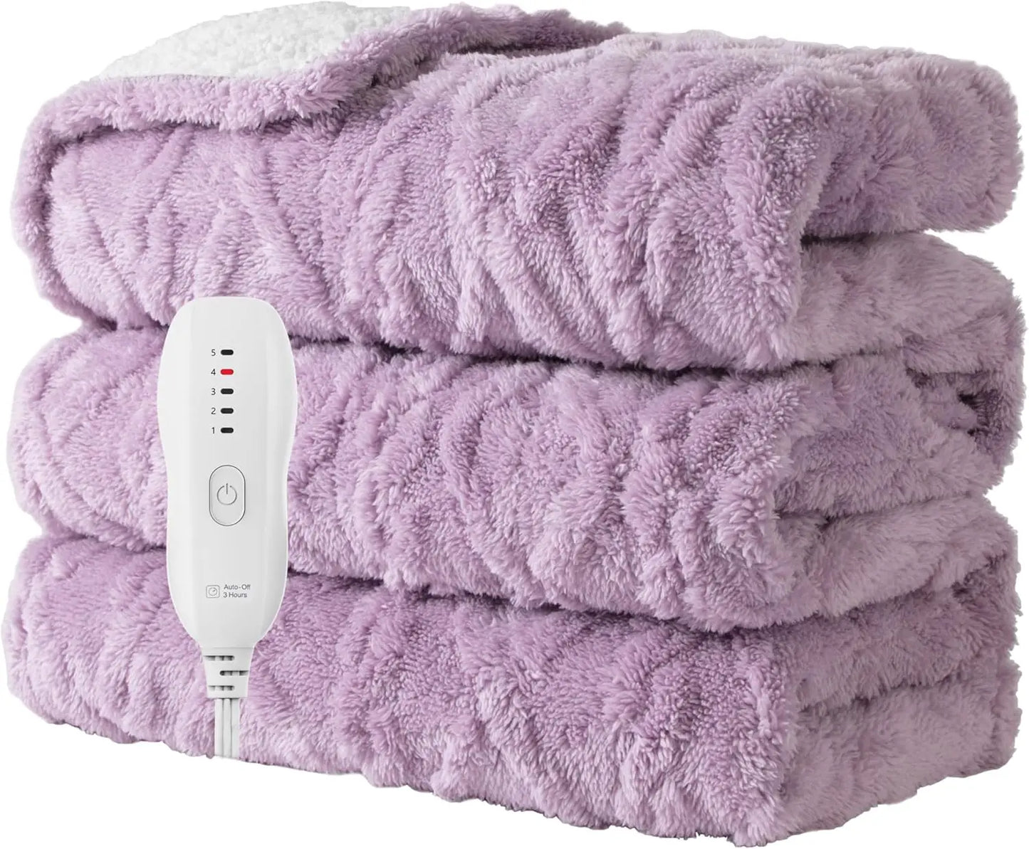 Soft Electric Heated Throw Blanket, 50x60 Inches, 5 Heat Levels with Auto-Off, Machine Washable in Purple