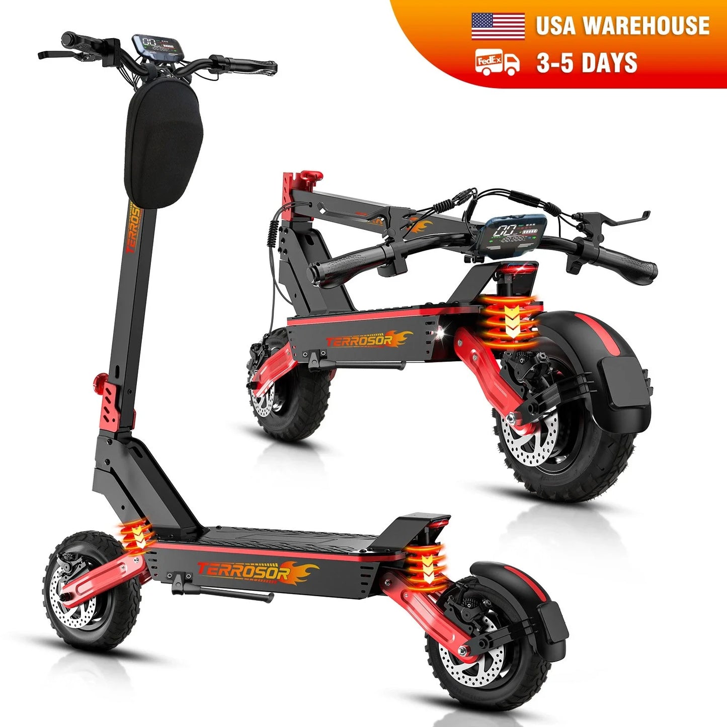 Electric Scooter for Adults, 1200WMotor Fast E Scooter, 11" Off-Road Tires, Up to 28 MPH Top Speed & 20 Miles Long Range, Dual B