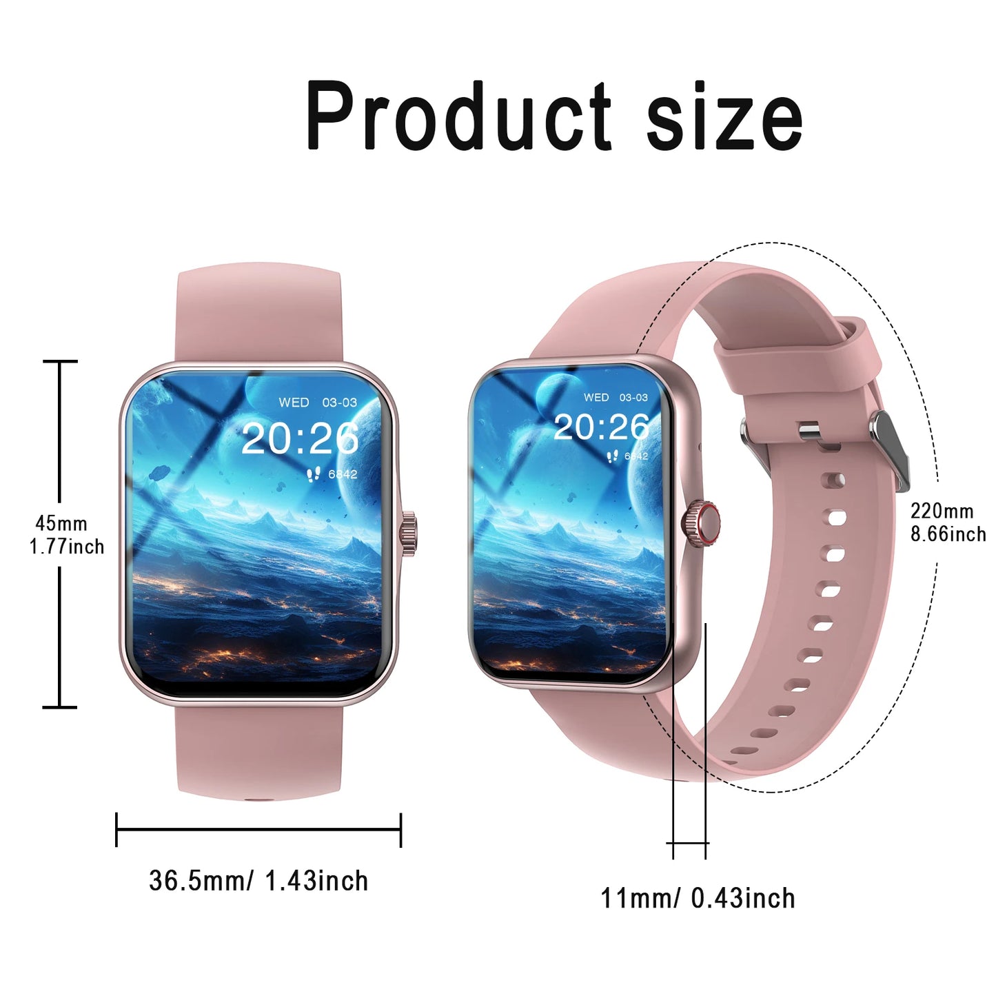 Smart watch, wireless calling /dial, multi -Sport mode, calling reminder and rejection,Various APP Reminders