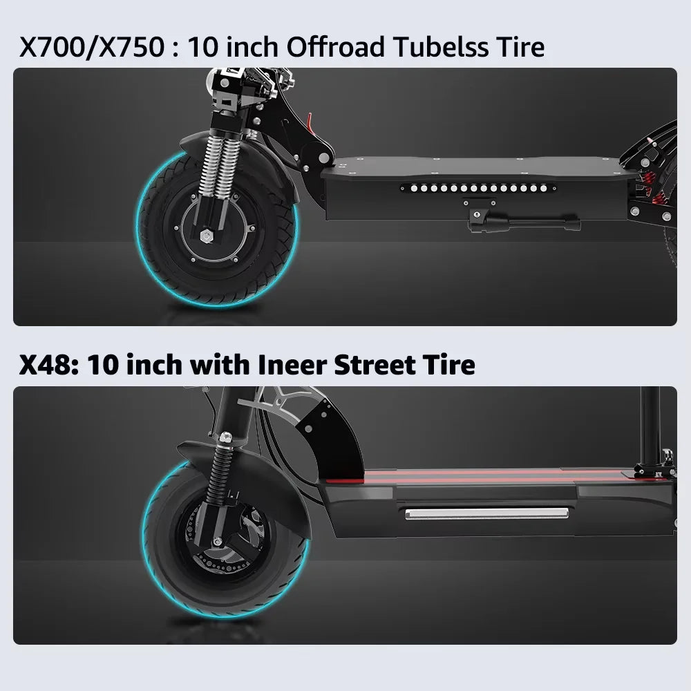 35-53MPH ELectric Scooter for Adults SINGLE/DUAL MOTOR Folding E Scooter with Removable Seat 10/11inch Street/Off-Road Tire