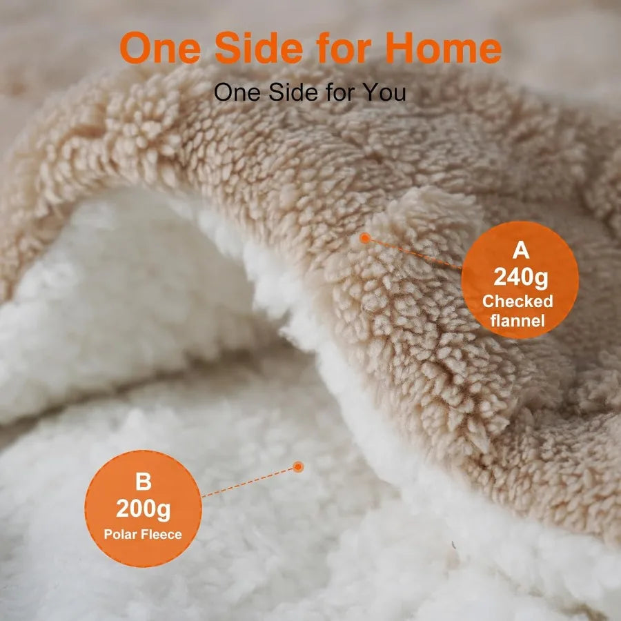 Heated Blanket 84" x 90" with 6 Heating Levels 10 Hours Time Setings and Auto-Shut Off Soft Checked Flannel Fast-Heating Electr
