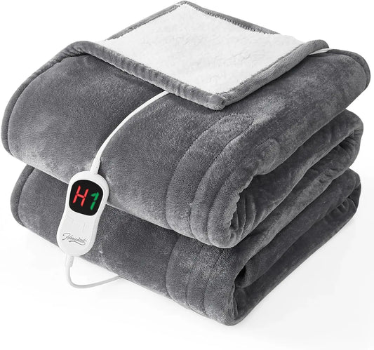 Electric Heated Blanket Twin 62x84 with 10 Levels, Auto Off, Overheat Protection, Ultra Soft Flannel