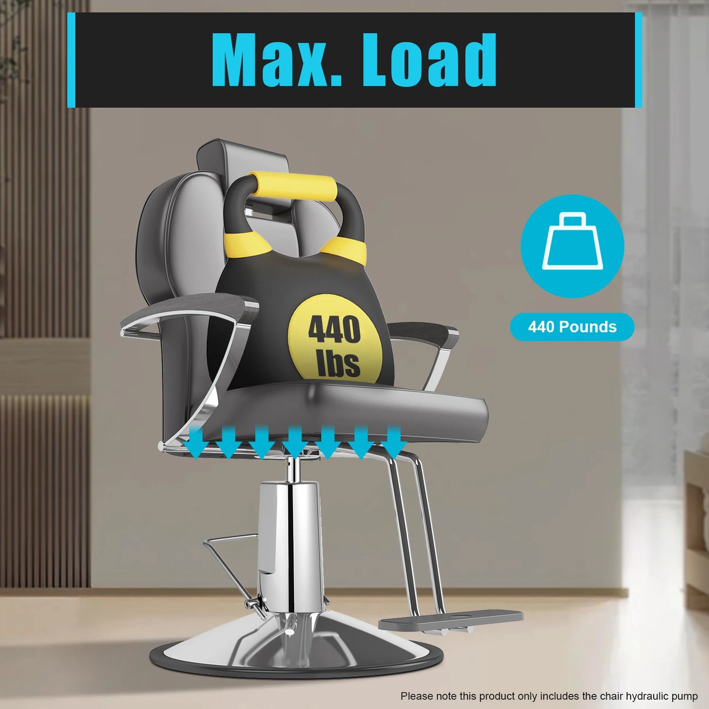 11cm/4.3in Chair Hydralic Pump Replacement Adjustable for Barber Salon Office, Universal Base Diagonal Hole 115mm/4.53in