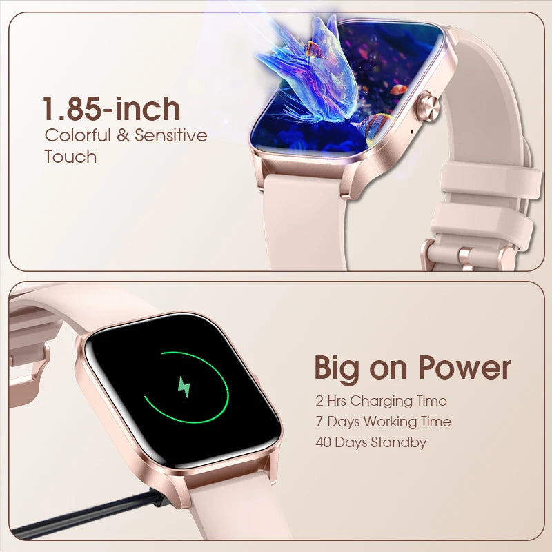 Smart Watch -for Women Stylish Fitness Tracker with Heart Rate Monitor, Message Notifications, Multi-Sport Mode, Music Playback