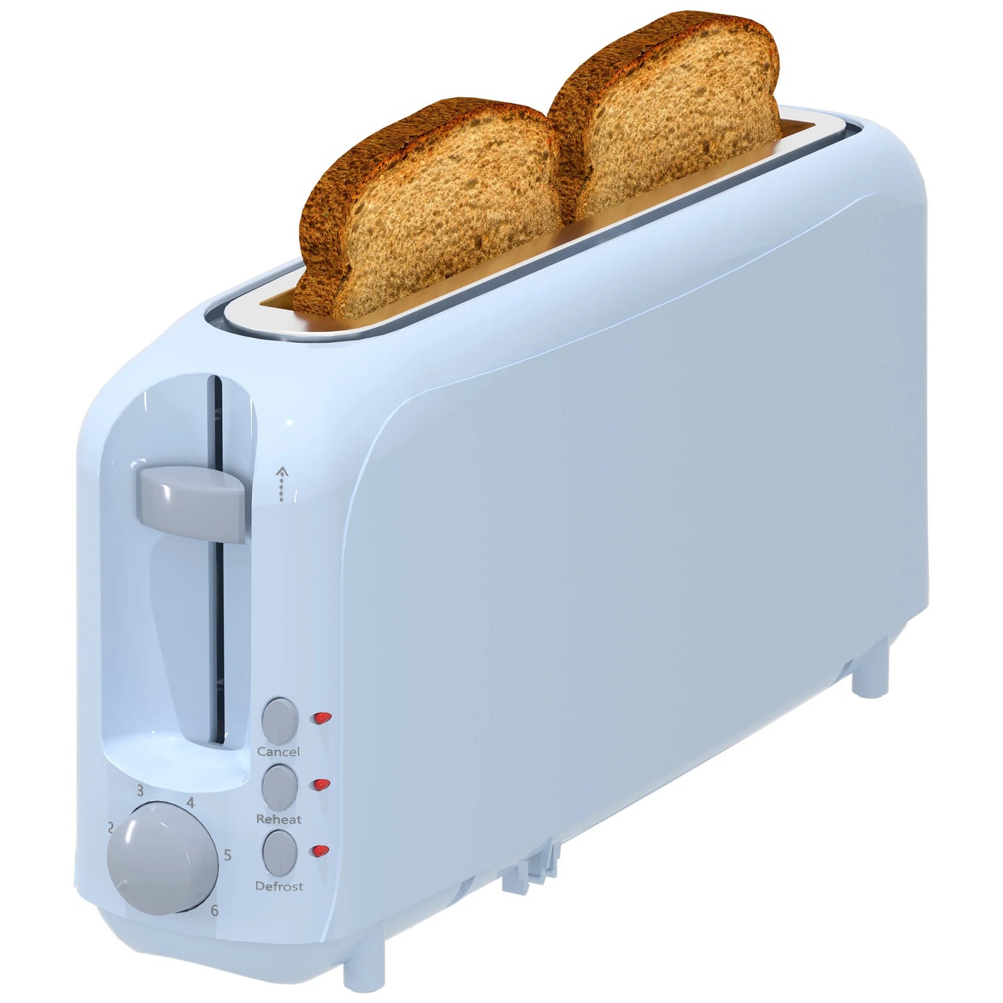 2-Slice Slim Toaster-10"Long Slot,6 Shade Settings,Cancel/Reheat/Defrost, Removable Crumb Tray,Auto Shut-Off
