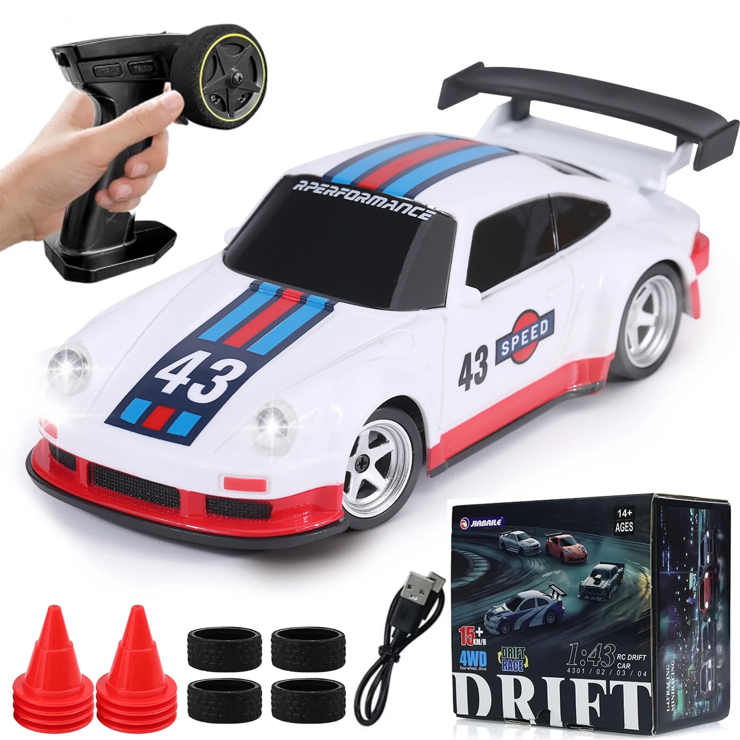 1/43 Scale 4WD Edition Mini RC Drift Car, RTR with Full Proportional Steering & Throttle, 2.4GHz Remote Control