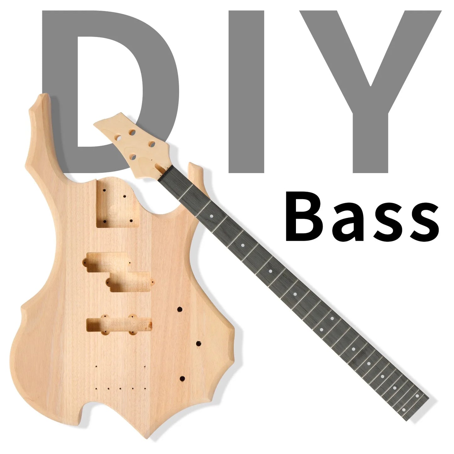 DIY 4 String Flame Shaped Style Electric Bass Guitar Kits for Student