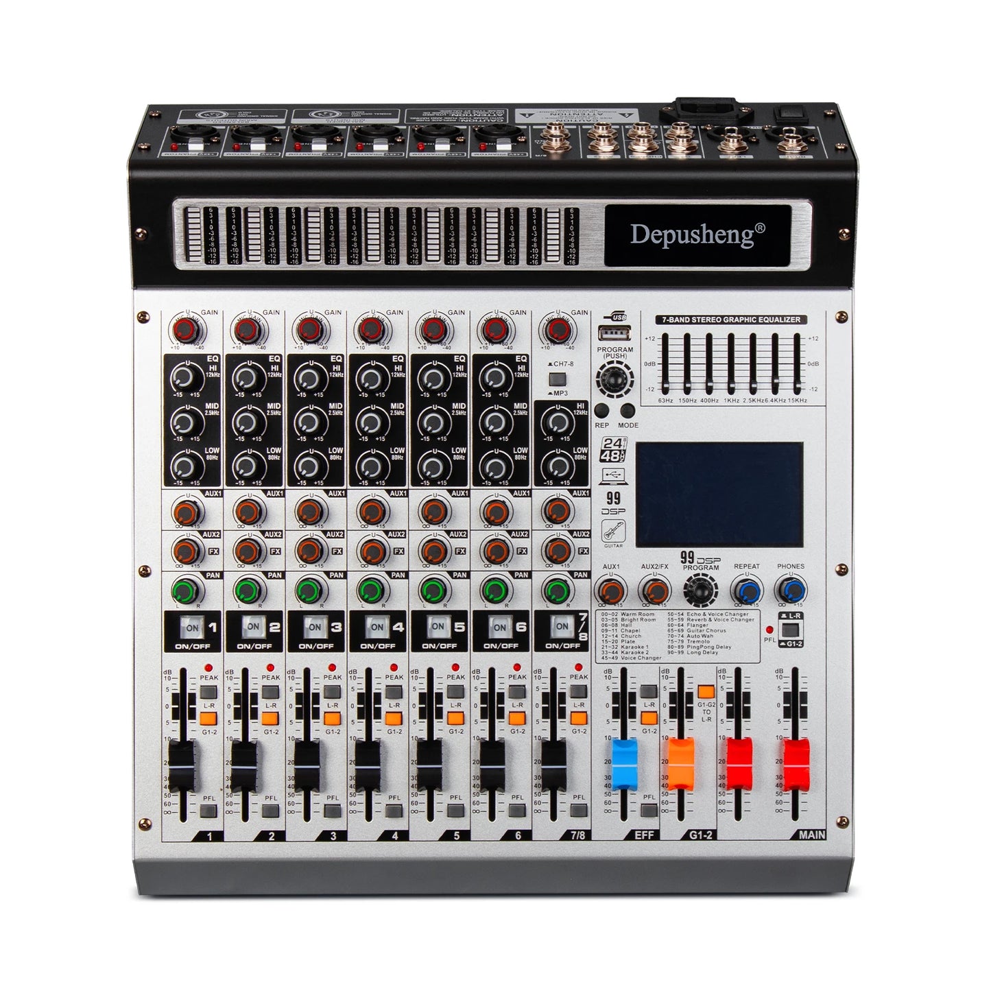 Depusheng AG8 8 Channel Mixer Professional audio console mixer DJ console for audio stage 99 DSP digital effects