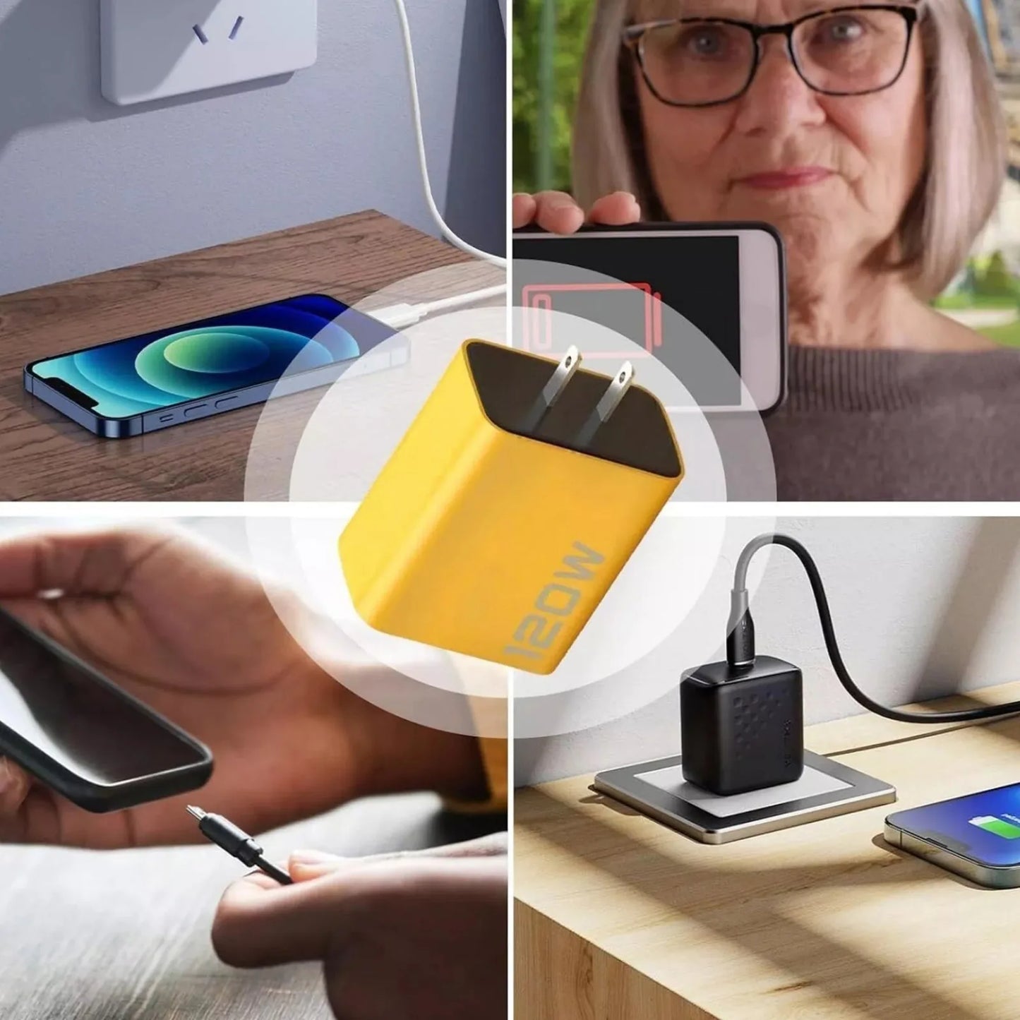 2X Universal 4-Port USB-C Fast Charge Mobile Phone Adapter Quick Wall Charger for iPhone for Samsung for Xiaomi for Huawei