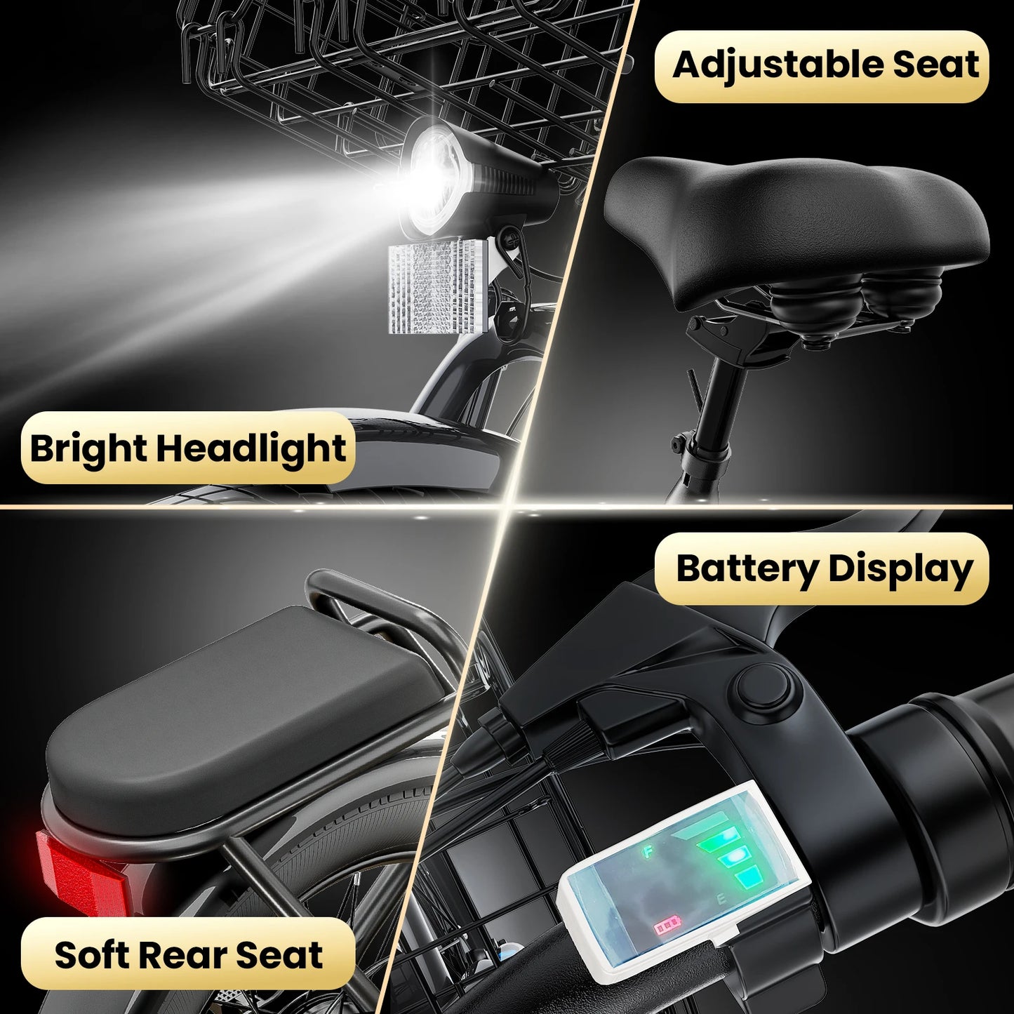 CAROMA Peak 560W Electric Scooter with Seat,20" Fat Tire E-Bike,Adult Scooter for Commuting with Basket&UL2272 1 Year Warranty