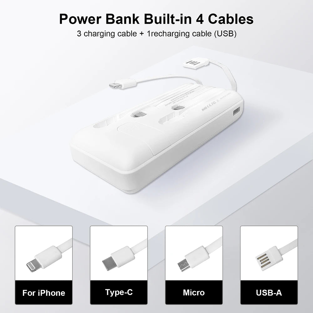 20000mAh Power Bank Portable Charging Powerbank Mobile Phone External Battery for iPhone 15 14 Samsung Huawei Xiaomi Poverbank