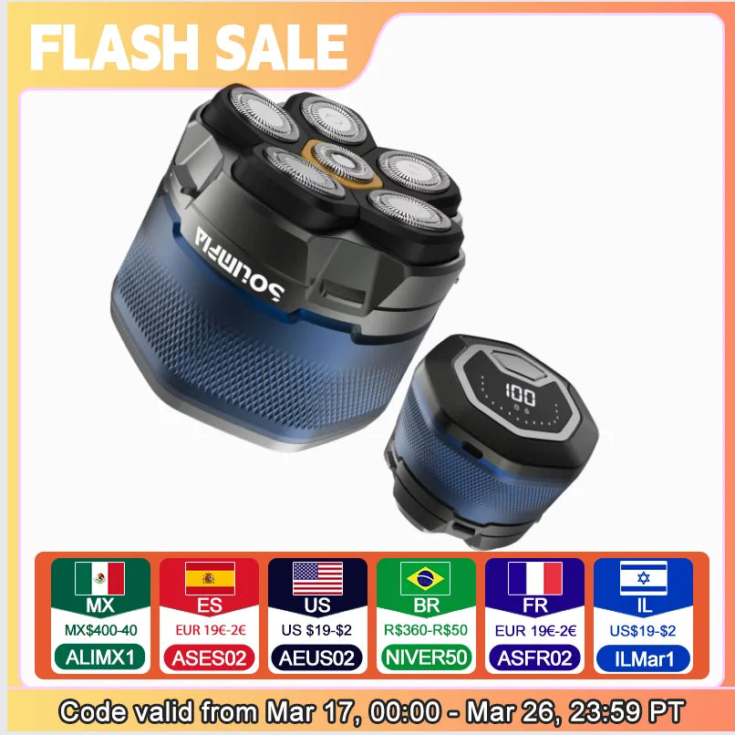 Solimpia Head Shavers for Bald Men - High-Speed 6D Magnetic Electric Razor for Fast Shaving, Hypoallergenic Shaving Razor