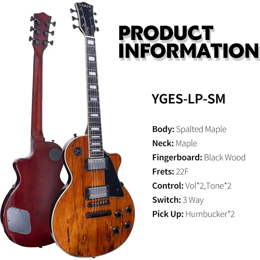 Electric Guitar with Spalted Maple Top and Okoume Body Featuring Maple Neck for Superior Tone and Playability in Live Performan