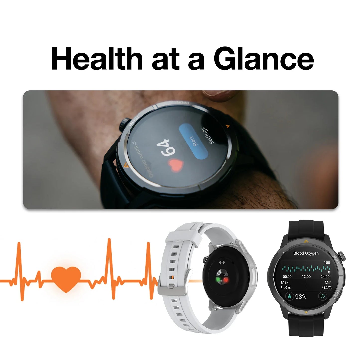 AGM Legion Smartwatch 5ATM Waterproof 1.43"AMOLED Display Heart Rate Blood Oxygen 100+ Sports Modes GPS Compass