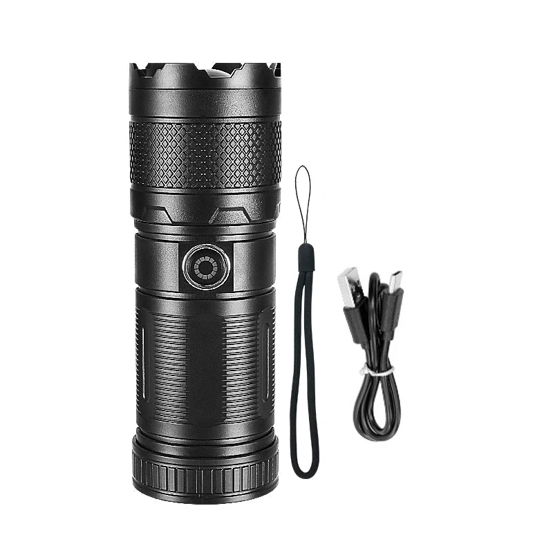 High Power Led flashlight Strong Light Rechargeable Torch Portable Handheld Flashlight Long Range 5km COB Light Camping Hiking