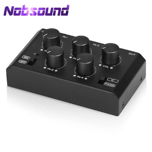 Nobsound MC5-BX Mini Stereo 4 Channel Audio Mixer Ultra Low-Noise Home/ Studio/ Bar Line Mixer