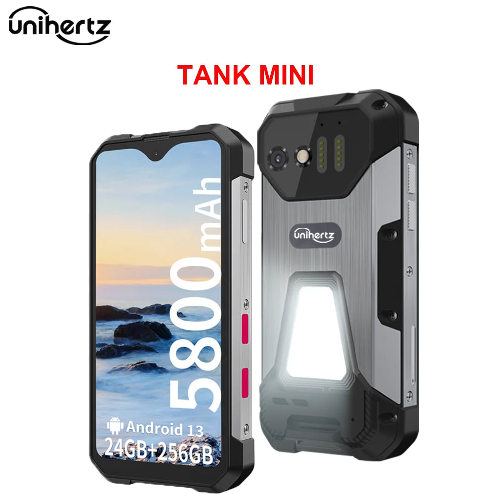 Unihertz 8849 Tank Mini Rugged Smartphone 4.3 Inch Display Android 13 5800mAh 24GB 256GB Helio G99 Octa Core 100MP Cameras IP68
