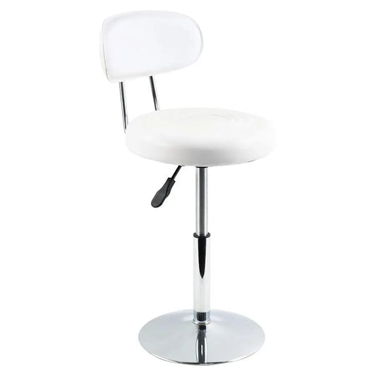 White PU Leather Swivel Salon Chair Mini Barber Shop Stool with Backrest for Manicure, Tattoo, and Office Use