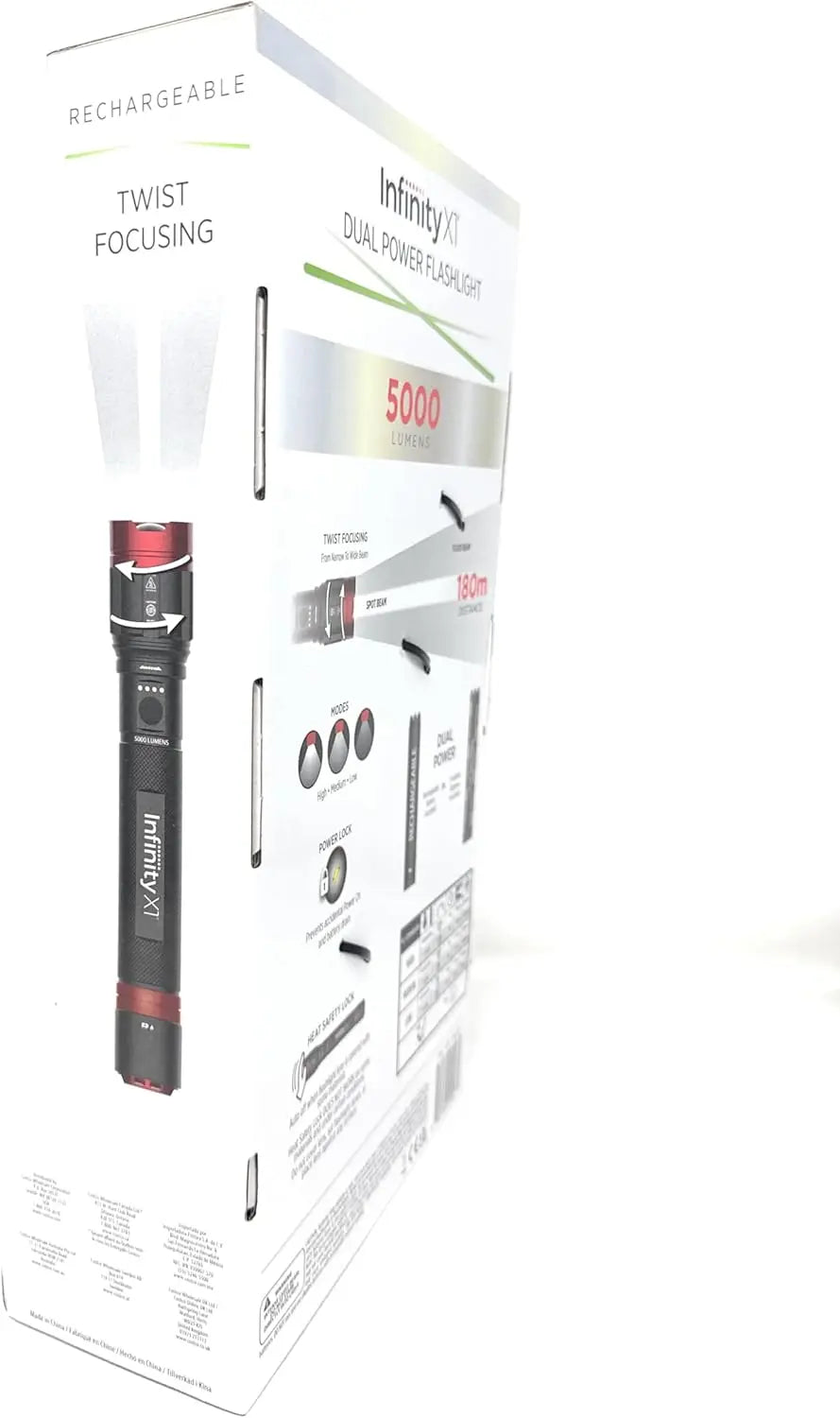 Dual Power Rechargeable Flashlight 5000 Lumens