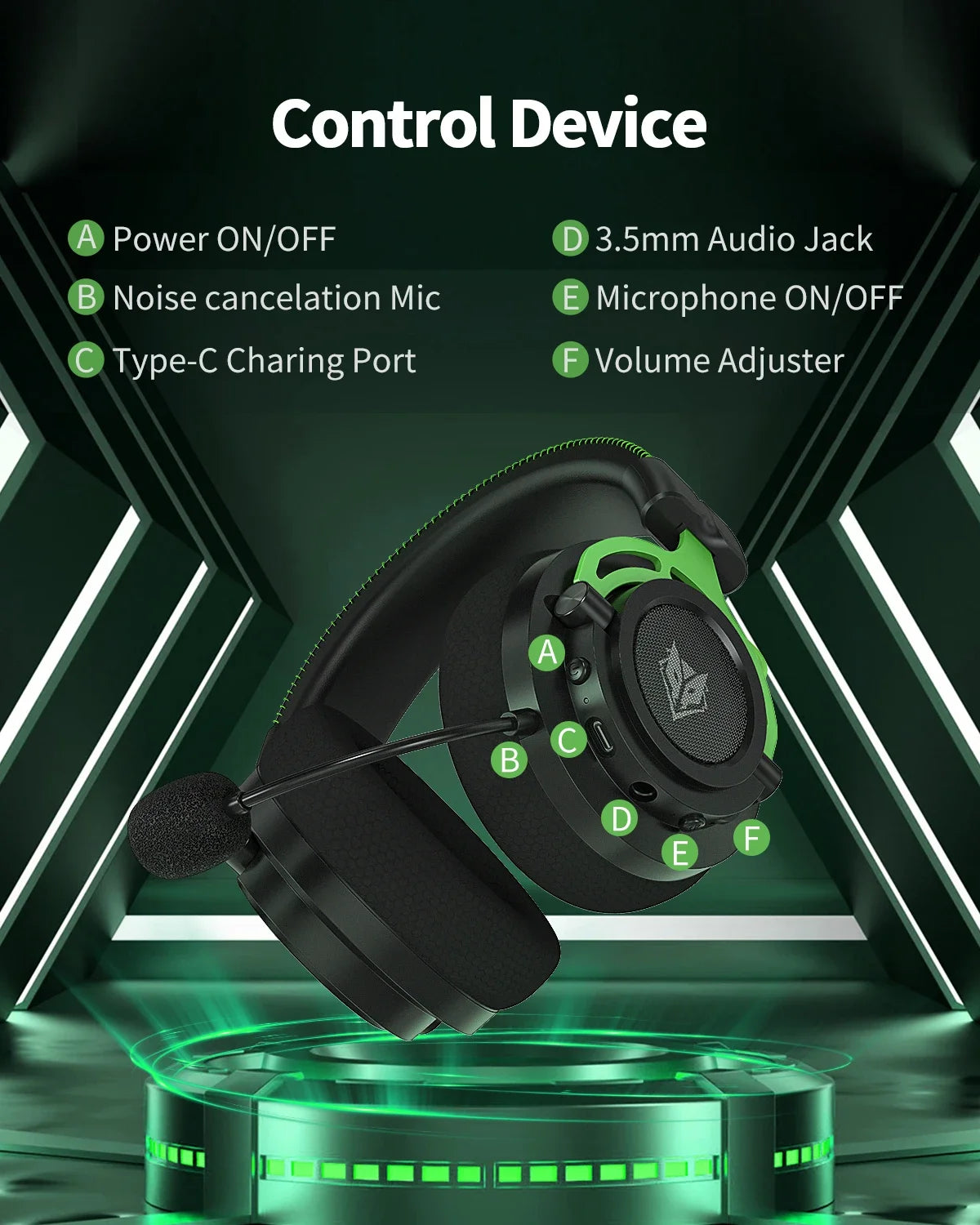 NUBWO G03 Headsets Gamer 2.4GHz Dual Stereo Sound Wireless Bluetooth Gaming Headphone with Dongle Noise Canceling Microphone