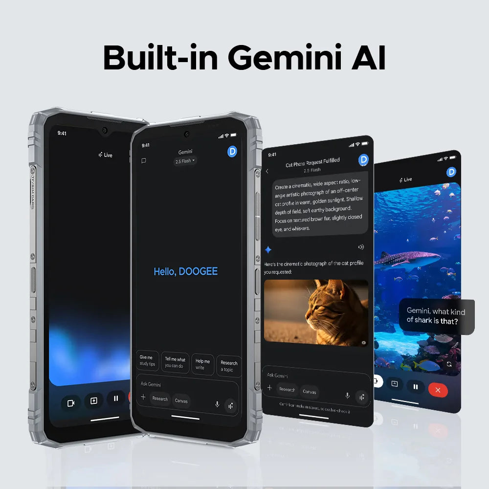 DOOGEE Blade10 Pro Energy Rugged Phone 6.56'' Screen 10.7mm Ultra-thin 6GB RAM 256GB ROM 6150mAh Battery Android 15  Smartphone