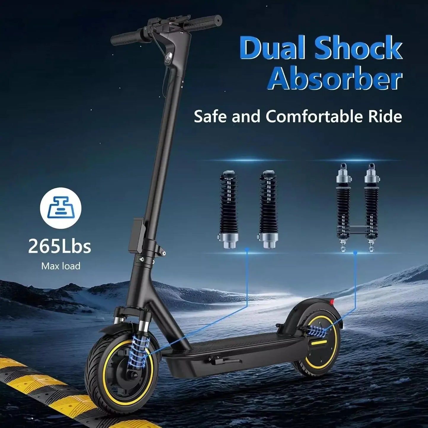 LADPED LPMAX 10" Solid tires Folding Electric Scooter 22MPH 500W 14.5AH 28Miles Super Long Range Dual Shock Absorber EScooter