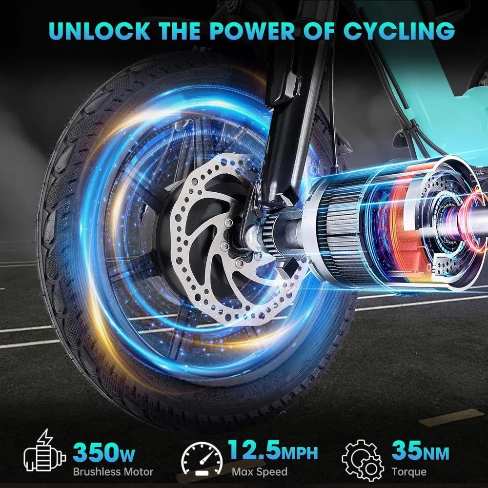 Electric Tricycle for Adults Foldable, 350W Folding Electric Trike, 3 Wheel Bikes for Adults with 480Wh Removable Battery