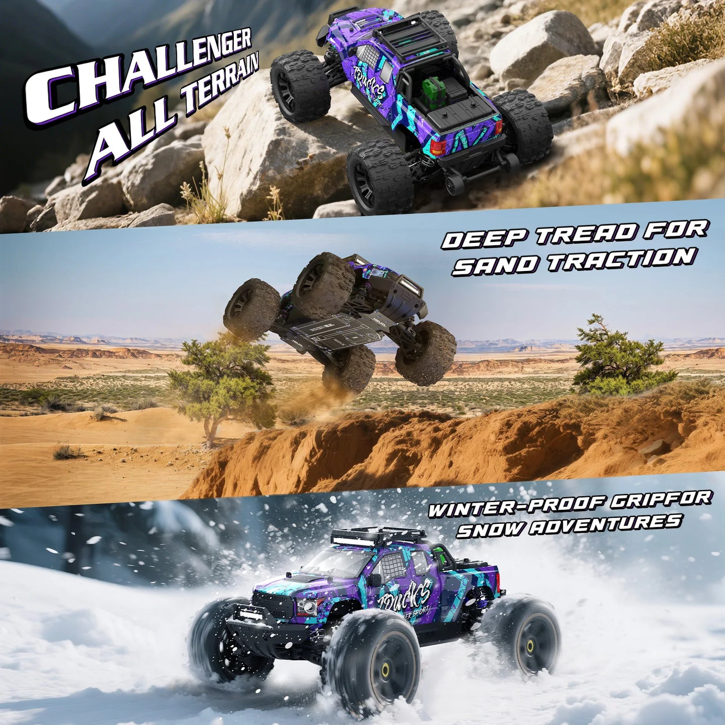 JIUSI PT14R 1/14 Brushless RC Car 4WD Remote Control Monster Truck 3S Battery 80KM/H High Speed Off-road RC Car for Aduit/Kids