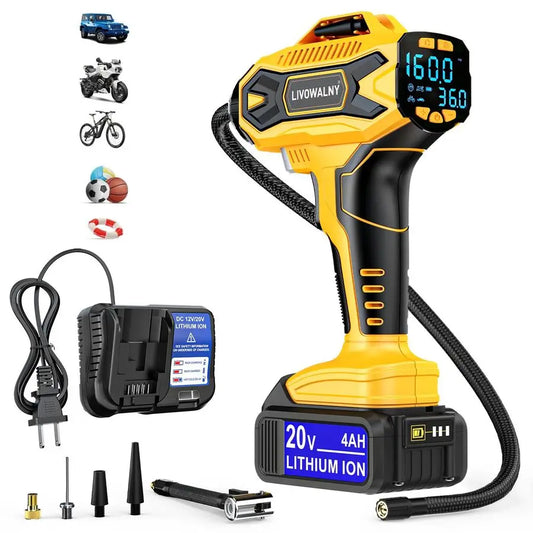Inflator Air Compressor for Dewalt 20V Max Battery, 160 PSI Cordless Portable Electric Air Pump with 4AH Baterry, 2025 Bigger LC