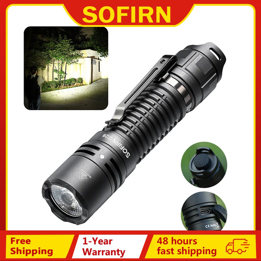 Sofirn SC28 Powerful Light Tactical XHP50B HD Rechargeable Flashlight 2800 Lumens Lantern EDC Torch IPX8 for Hunting Fishing