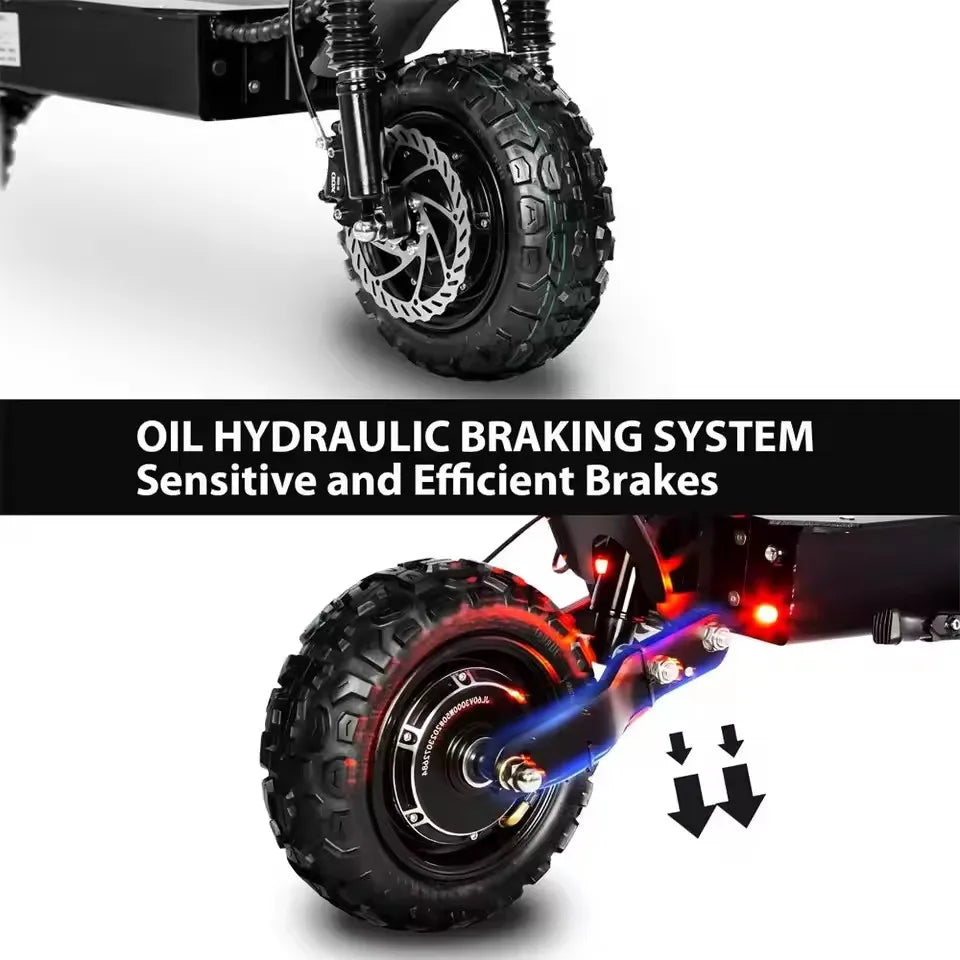 6000W High Power Adult Electric Scooter  Off-Road Commute Foldable 60V 38Ah Large Battery 60 Miles Range 50 Mph Fast E-Scooter