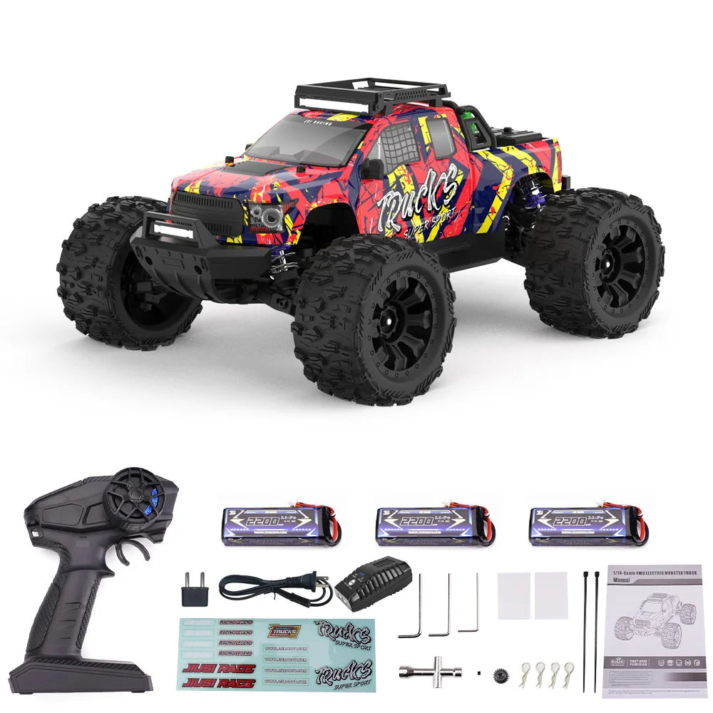 JIUSI PT14R MT14R 1/14 4WD RC Car 80km/h Brushless 2.4G Remote Control Racing Car High Speed Off-road RC Truck 3S 35C 2200mAh