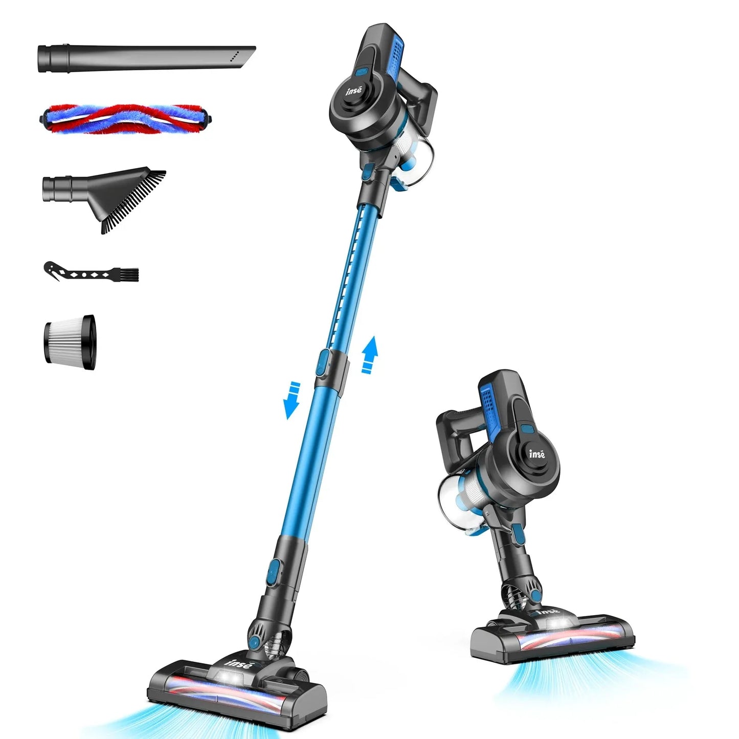 INSE Cordless Vacuum Cleaner 160W Powerful 6-in-1 Handheld Stick Vacuum Up to 45mins Runtime for Home Carpet Bed Clean N650/N660
