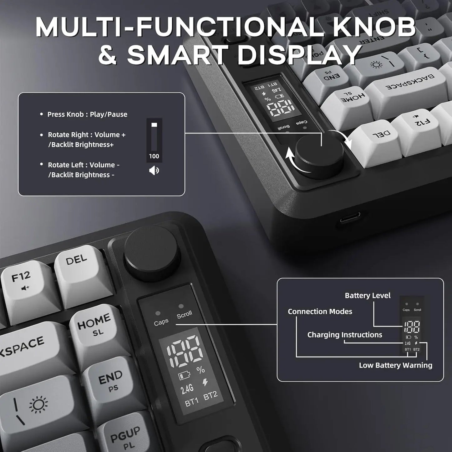 Attack Shark M75 Wireless Membrane Gaming Keyboard With Knob And OLED Display