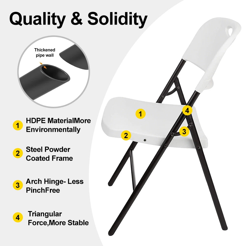 2 5 PCS Heavy Duty Folding Chair Easy Clean Adjustable Stackable 350 LBS Chair forGarden Party Halloween Portable Indoor Outdoor
