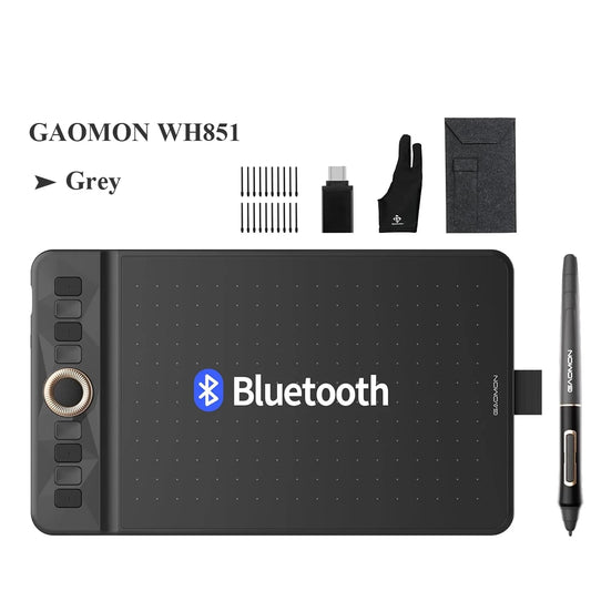 GAOMON WH851 Wireless Graphics Tablet Bluetooth 5.0 Connection 16K Levels Pen Pressure 8x5 Inch Drawing Tablet Android Supported
