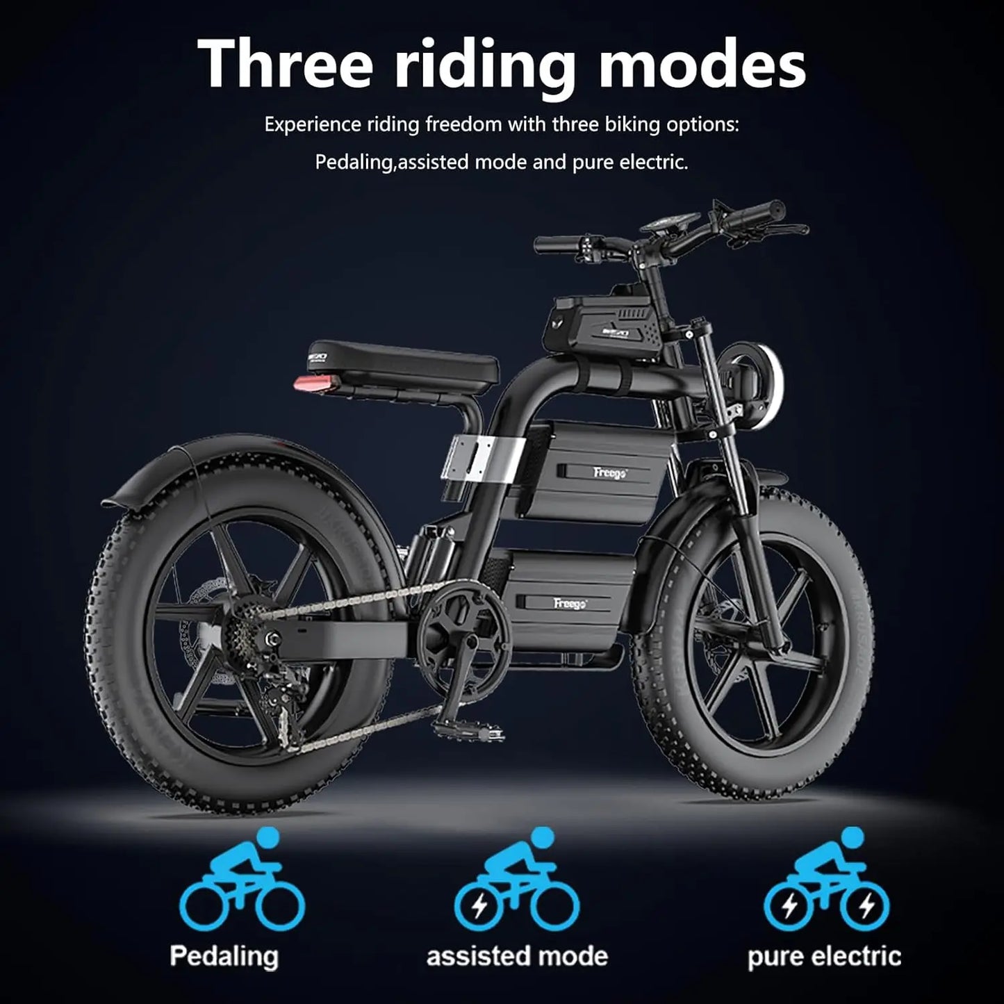 Freego E20 Electric Motorcycle 2100W 60V Dual Battery Off Road Mountain Bicycle Adjustable Seat Height Dual Suspension 7-Speed